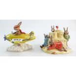 Royal Doulton Bunnykins figures Sandcastle Money Box and Chocs Away DB267 limited edition for UKI