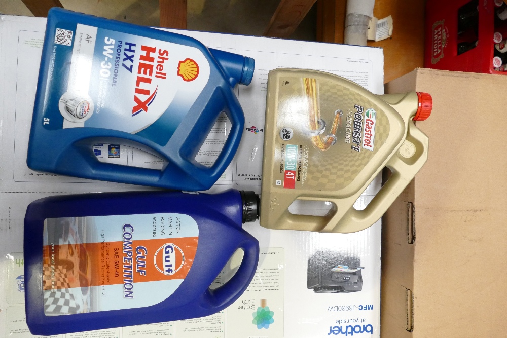 A selection of motor oils to include Shell Helix professional motor oil, Castrol Racing Oil, - Image 2 of 2