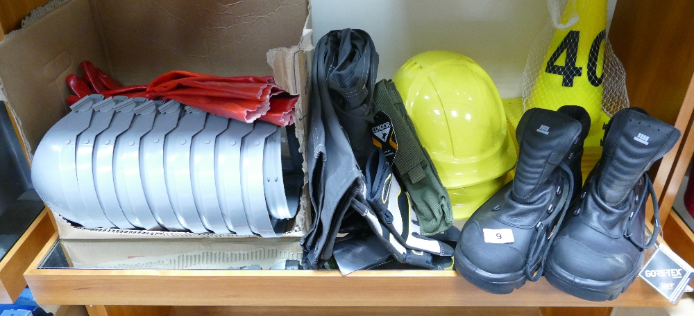 A selection of workwear to include Honeywell welding visors, Goretex steel toe capped boots size 42,