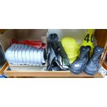 A selection of workwear to include Honeywell welding visors, Goretex steel toe capped boots size 42,