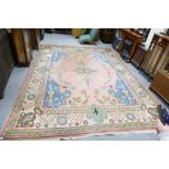 Large unusual patterned carpet rug 395cm x 295cm (wear to centre)