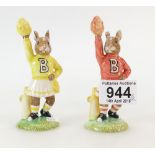 Royal Doulton Bunnykins. Cheerleader DB143 (signed) and Cheerleader DB142.