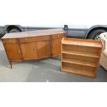 A reproduction Regency style three over four oak sideboard and a light oak four tier bookcase (2)