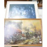 Two framed prints with images of railways (2).