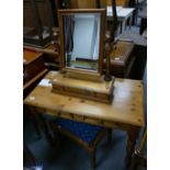 A modern pine dressing table set to include two drawer dressing table,