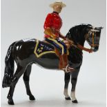 Beswick model of a Mountie on brown horse 1375 on dark brown horse (ear re-stuck)