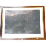 Limited edition signed print by David Cobb titled 'The assault on Mount Longsdon' Falkland Isles