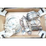 A collection of silver plated items to include - coffee pots, tea pots, serving platters,