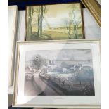 Framed Roland Hilder print titled garden of England together with similar unmarked item (2)