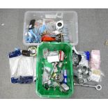 A mixed collection of trade metalwork items to include Newlec steel cable ties, nuts, bolts, joints,