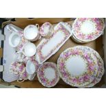 A collection of Royal Albert Serena patterned dinnerware to include cups, saucers, side plates,