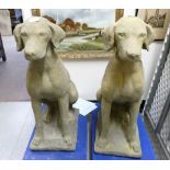 A pair of hand made English vintage style statuary hunting dogs,