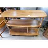 Unmarked but presumed Ercol 3-tier shelving unit/book case trolley