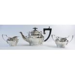 Silver Art Nouveau three piece tea set. Hallmarked for Birmingham 1908.