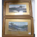 A pair of Edwardian landscape scenes in gilded frames unsigned. (2).