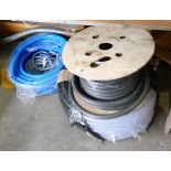 A selection of cable and pipes to include reinforced cable,