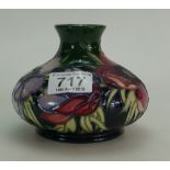 Moorcroft squat vase Anemone pattern. Silver line 2002. 10cm high in good condition.