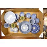 A collection of Wedgwood jasperware items to include fruit bowls, cups, saucers,