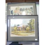 Local interest framed watercolours with landscape scenes signed Barker.