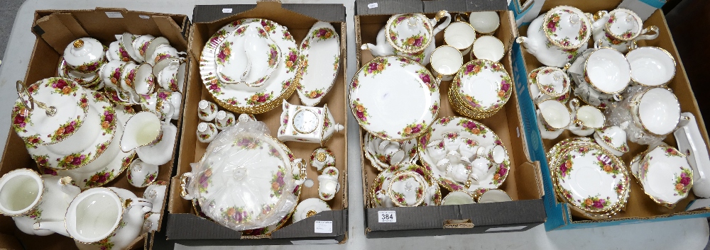 A large collection Royal Albert old country roses including plates, tureen & cover, tea sets,
