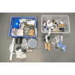 Large mixed collection of trade items to include nuts, bolts, screws, joints, door hinges, locks,