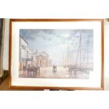 A large Rodney Charman framed print of dockside.