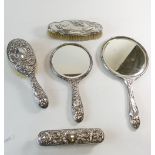 Silver brush set comprising hand mirror