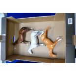 A collection of Beswick Race horses in Grey, Palomino, and Brown, each with ear damage. (3).