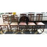 A selection of oak twentieth century chairs to include two ladder back dining chairs and three