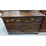 Late 18th/Early 19th Century reconstructed oak and mahogany side unit with two drawers over two