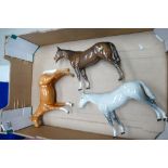 Beswick Bois Roussell race horses in grey palomino and brown - all with restored legs 1701.