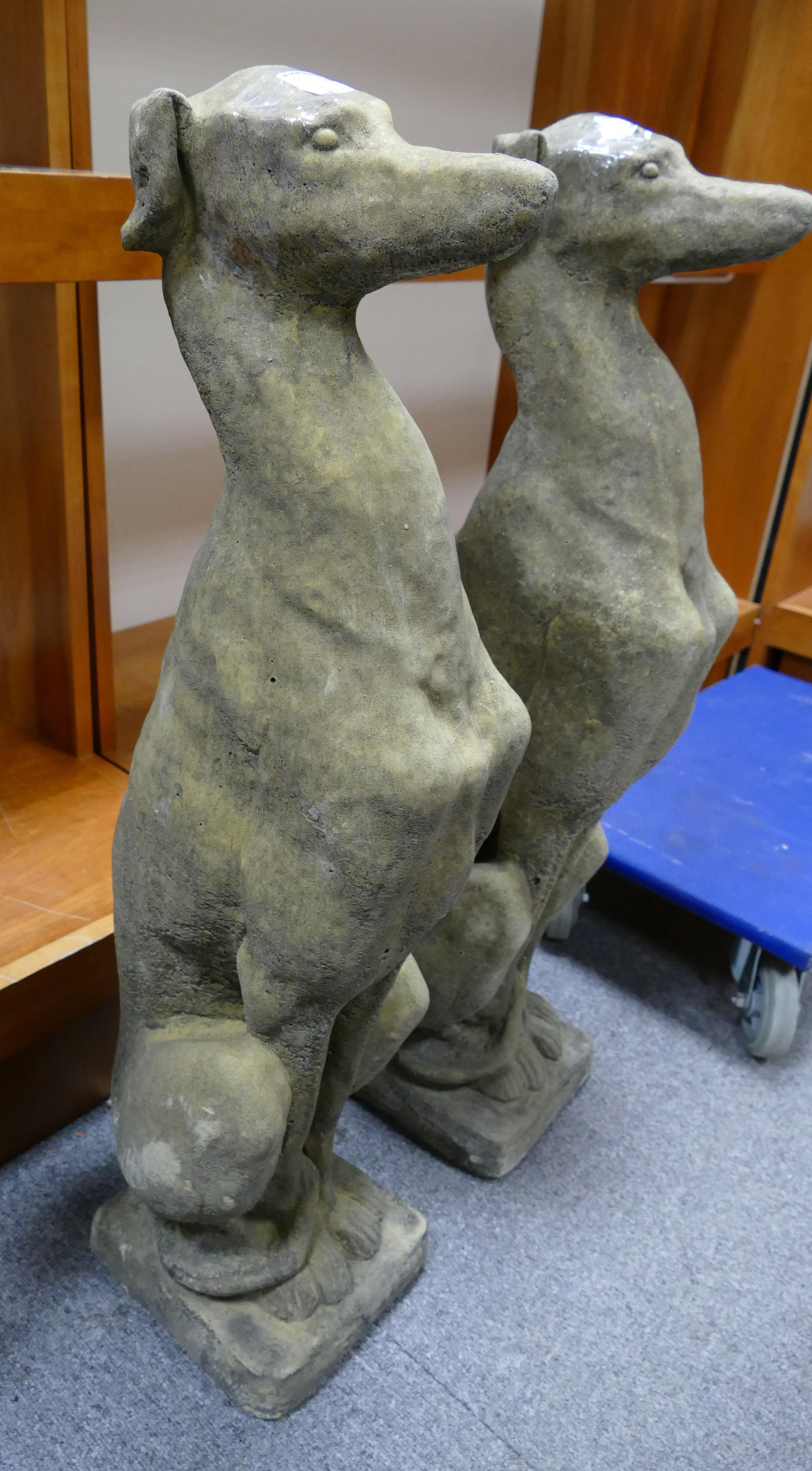 Pair of vintage style sitting grey hound statues, - Image 2 of 2