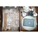 A mixed collection of items to include glassware, Lambeth type storage jar,