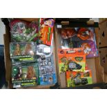 A collection of carded novelty toy items, includes mars attacks string light set,