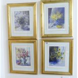 A set of limited edition signed prints of still life flowers in gilt frames (4)