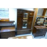 Three part bedroom set to include 1920's three drawer dressing table,