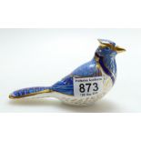 Royal Crown Derby Blue Jay paperweight. Gold stopper.