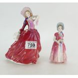 Royal Doulton Lady figure Autumn breezes HN1934 and Diana HN1986 (2).