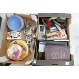 A mixed of collection of items to include - early bibles, radio cassettes, rosary beads,