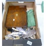 A mixed collection of metalware items to include cutlery sets, silver plated items,