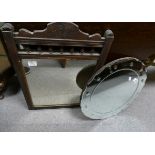 Circular Art Deco wall hanging mirror and similar Edwardian style wall hanging mirror (2)