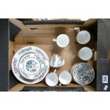 A collection of indian tree tea ware consisting fo plates, cups & saucers.