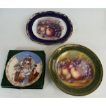 Spode gilded plate hand painted with fruit by J A Stubbs,