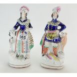 Pair early 20th century Staffordshire figures of a Scotsman and his lady,