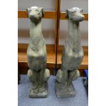 Pair of vintage style sitting grey hound statues,