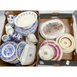 A mixed collection of blue and white ceramic items to include - Grindleys, H & G, Alton,