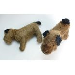 Vintage straw filled terrier dog and another similar one in slightly different colour (2)