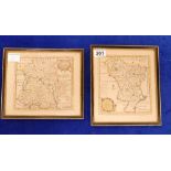 Pair old prints of maps of Derbyshire containing County and Market towns and a similar one for
