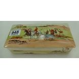 Royal Doulton unusual Hunting series ware oblong musical box playing "The country gardens suite by