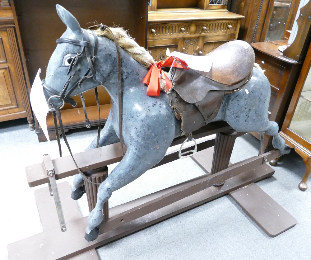 20th Century carved and painted dapple grey rocking horse,